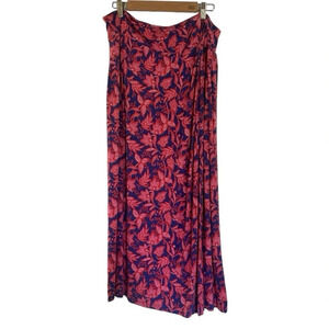 Boden Knot Waist Jersey Maxi Skirt Blue Pink Floral Wrap  - size 16-18/R